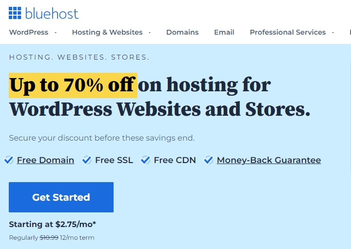 Bluehost Home Page