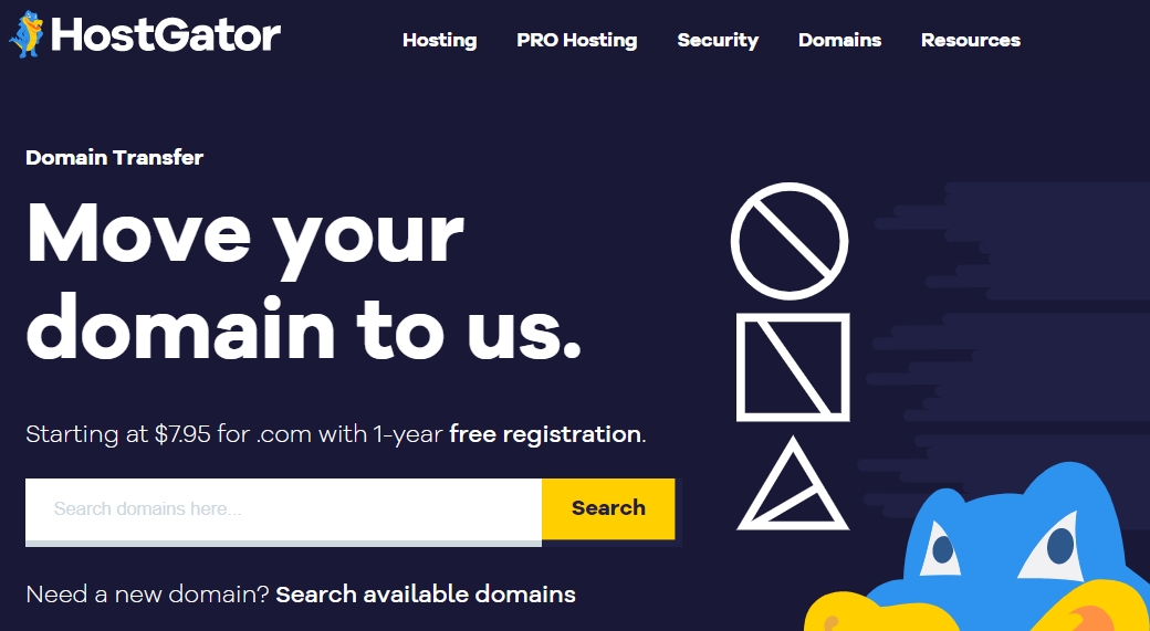 HostGator Domain Name Transfer Page