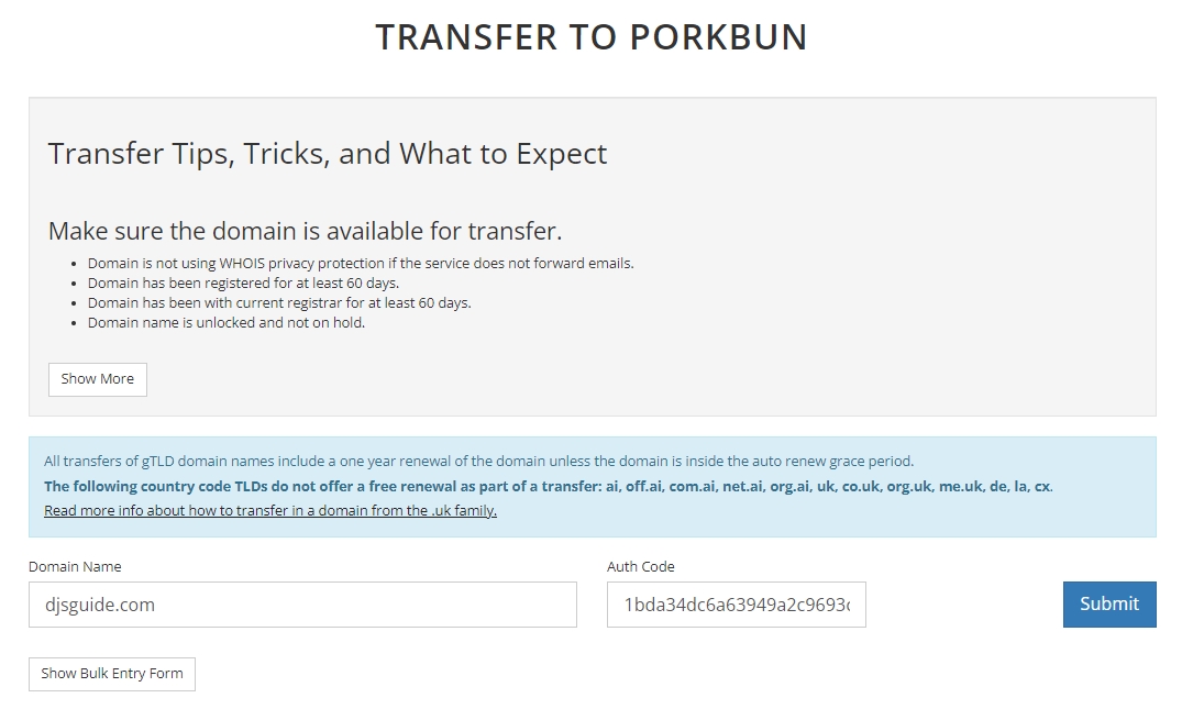 Initiating Domain Transfer Process