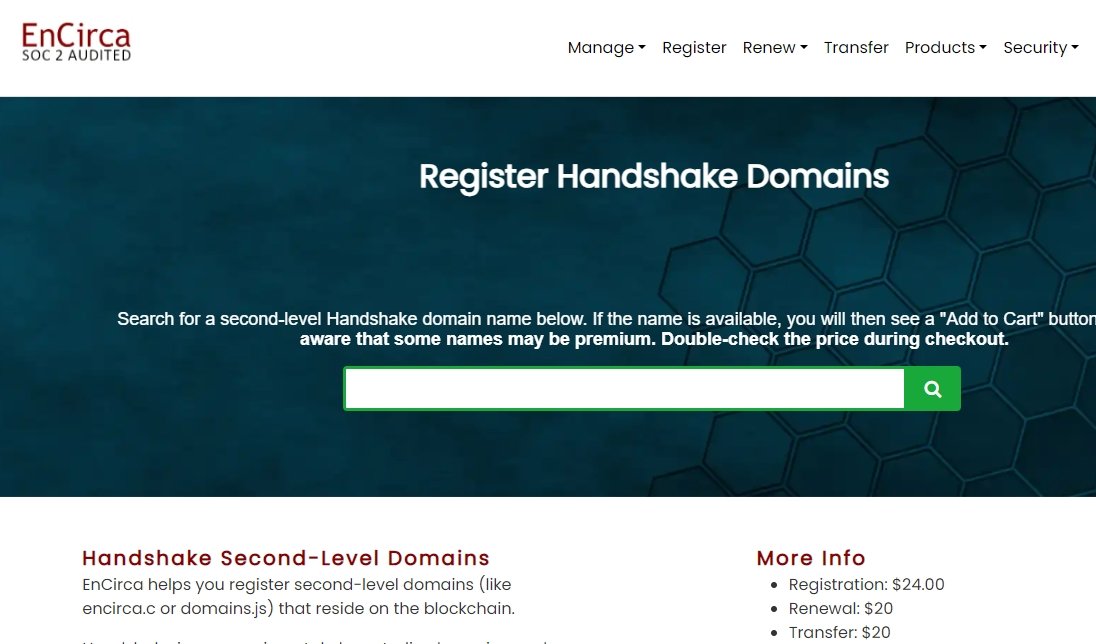 EnCirca Handshake domain registration