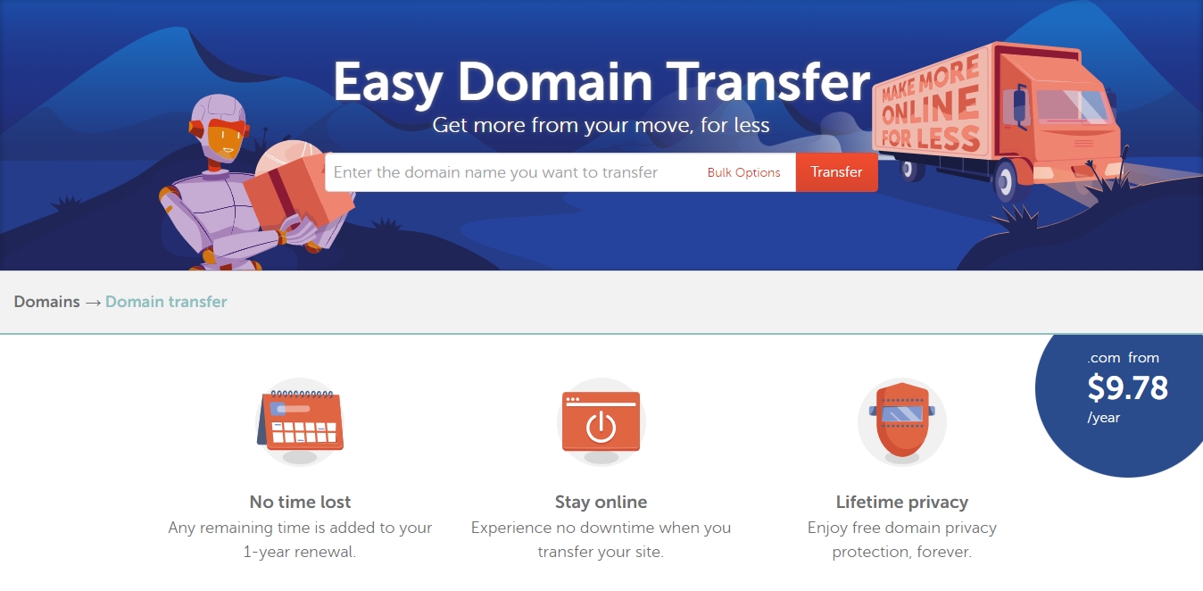 Namecheap domain transfer page