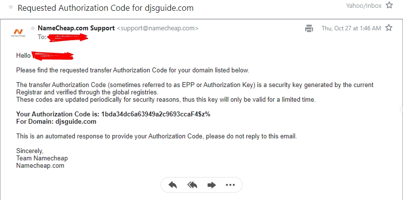 Received Auth code